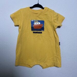Carters Baby Boy Yellow Boat Romper 9-12 Months Whatever Floats Your Boat Snap